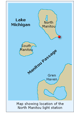 Map of the Manitou Passage showing the location of North Manitou