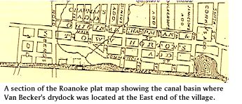 Map of Roanoke, showing the turning basin.